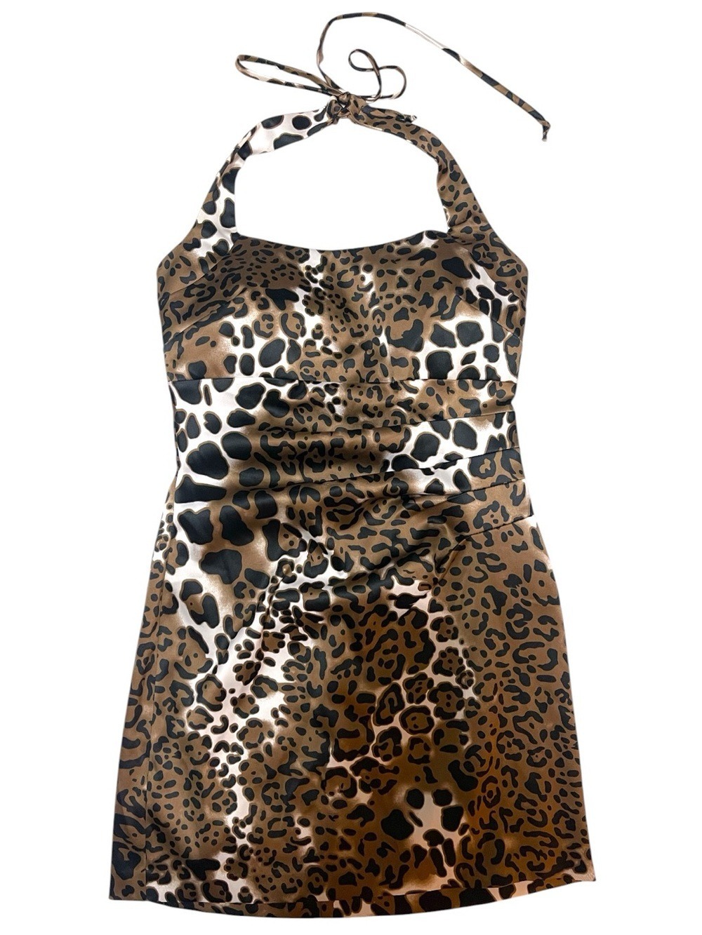 Vintage Frank Lyman Design Leopard Print Halter Cocktail Dress Size 10